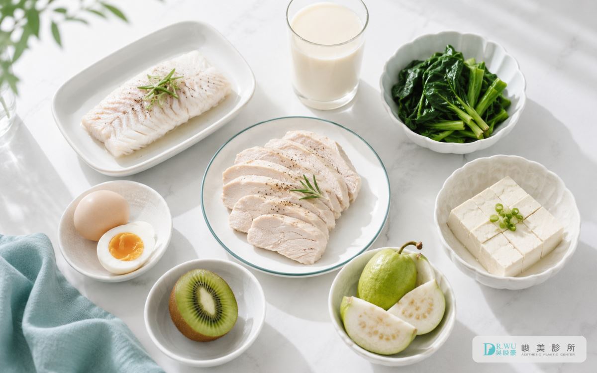 隆乳術後修復期建議攝取的食物：蛋白質與蔬果