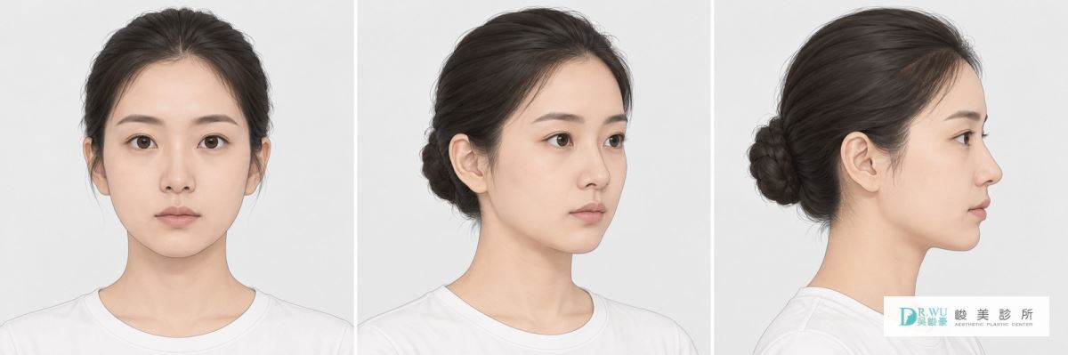 記錄鼻型變化的三個拍攝角度示範
